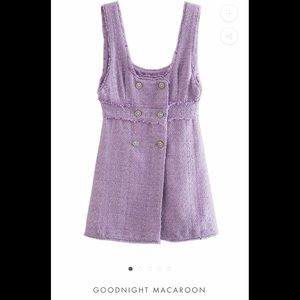 GOODNIGHT MACAROON ‘HEBE’ SQUARE NECK TWEED DRESS